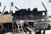 The remains of the Humboldt Broncos bus in a towing yard in Saskatoon on April 9, 2018.