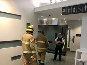 An investigation is underway at the CORE Shopping Centre in downtown Calgary where a body has been found inside a bathroom wall.