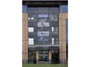 The NCAA headquarters is pictured, Wednesday, April 25, 2018, in Indianapolis. The Commission on College Basketball led by Former U.S. Secretary of State Condoleezza Rice, released a detailed 60-page report Wednesday, seven months after the NCAA formed the group to respond to a federal corruption investigation that rocked college basketball.