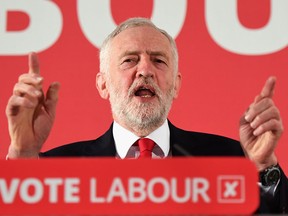 British Labour Leader Jeremy Corbyn launches the Labour Party's Local Election Campaign on April 9, 2018, in London, England.