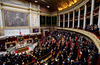 Prime Minister Justin Trudeau is given a standing ovation as he addresses the French National Assembly, in Paris on April 17, 2018.