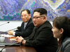 North Koraen Leader Kim Jong Un at the Inter-Korean Summit with South Korean President Moon Jae-in on April 27, 2018 in Panmunjom, South Korea.