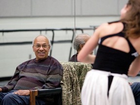 In this Jan. 25, 2012 photo provided by the University of California, Irvine, Donald McKayle watches a dancer in a studio on the campus of the UCI. McKayle, a modern dancer and choreographer who brought the black experience in America to the Broadway stage in musicals such as "Raisin" and "Sophisticated Ladies," has died. He was 87. His wife, Lea McKayle, told UCI that McKayle died Friday night, April 6, 2018. He was a UCI professor emeritus of dance.