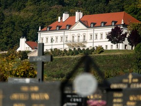 FILE - In this Oct. 16, 2017 file photo, the home of Ivica Todoric's family, a 16th century castle overlooking the Croatian capital is seen from a nearby cemetery, in Zagreb, Croatia. A London court has decided on Monday, April 23, 2018 to extradite the founder of indebted Croatia-based food and retail company Agrokor, the country's most-wanted fugitive. Ivica Todoric was arrested in London in November under a European arrest warrant posted by Croatia, which accuses him of mismanaging Agrokor and embezzling millions in the process.