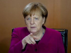 German Chancellor Angela Merkel leads the weekly cabinet meeting of the German government at the chancellery in Berlin, Wednesday, April 18, 2018.