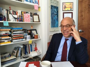 David Dodson, president of North Carolina Manpower Development Corporation, a nonprofit group, smiles at his office after presenting the findings of MDC's State of the South 2018 report in Durham, NC., Tuesday, April 10, 2018. Among the report's findings was that the South's increasingly diverse homegrown talent pool won't share in the region's economic growth unless leaders in the 13 southern recommit to spending on public schools and higher education.