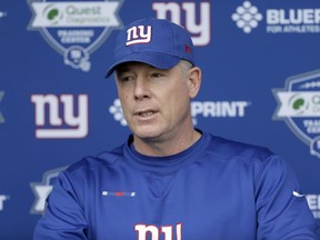 New York Giants head coach Pat Shurmur speaks to reporters before an NFL football training camp in East Rutherford, N.J., Tuesday, April 24, 2018.