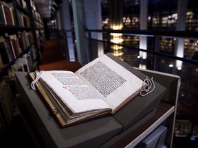 William Caxton's 1481 printing of Cicero, which is Canada's oldest printed book in English, is shown at the University of Toronto's Thomas Fisher Rare Book Library in Toronto on Friday, April 20, 2018.