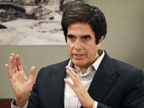 Illusionist David Copperfield appears in court Tuesday, April 24, 2018, in Las Vegas. Copperfield testified in a negligence lawsuit involving a British man who claims he was badly hurt when he fell while participating in a 2013 Las Vegas show.