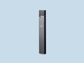 This image provided by Juul Labs on Tuesday, April 24, 2018 shows the company's e-cigarette device. On Tuesday, federal health officials announced a nationwide crackdown on underage use of a popular e-cigarette brand following months of complaints from parents, politicians and school administrators. Juul Labs says it monitors retailers to ensure they are following the law, and its age verification system searches public records and sometimes requires customers to upload a photo ID.