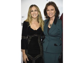 Sarah Jessica Parker, left, and Jacqueline Bisset attend the screening for "Blue Night" during the 2018 Tribeca Film Festival at the SVA Theatre on Thursday, April 19, 2018, in New York.