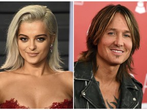 This combination photo shows, from left, Carrie Underwood, Bebe Rexha, Keith Urban and Julia Michaels who will perform at the Academy of Country Music Awards on Sunday, April 15 in Las Vegas. (AP Photo)