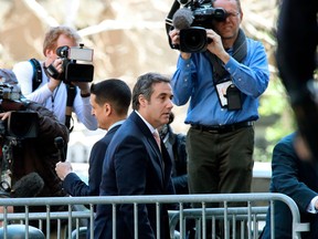 Michael Cohen, President Donald Trump's personal attorney, arrives at federal court for a conference regarding the FBI's seizure of his records, Thursday, April 26, 2018, in New York. President Trump said Thursday that Cohen represented him "with this crazy Stormy Daniels deal," after previously denying any knowledge of a payment Cohen made to the porn actress alleging an affair with Trump.