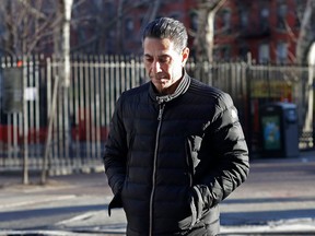 FILE - In this Jan. 31, 2018, file photo, Joseph "Skinny Joey" Merlino enters federal court in New York. Merlino, who once controlled the remnants of a Philadelphia organized crime family that was decimated by a bloody civil war in the 1980s and 1990s, pleaded guilty on Friday, April 27, 2018, to an illegal gambling charge, allowing him to avoid a retrial in his New York City racketeering case.