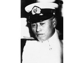 FILE - This May 21, 1943, file photo shows Admiral Isoroku Yamamoto, Commander-in-Chief of the Japanese combined fleet and the mastermind of the attack on Pearl Harbor. A group from the U.S. and Japan is trekking to a remote Pacific island jungle in Papua New Guinea to document what is considered one of the most important wreck sites of World War II: where American fighters shot Yamamoto down 75 years ago. (AP Photo, File)