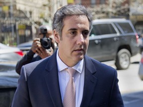 Michael Cohen arrives at federal court in New York, Thursday, April 26, 2018.