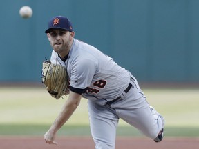 Detroit Tigers starting pitcher Matthew Boyd delivers in the first inning of a baseball game against the Cleveland Indians, Tuesday, April 10, 2018, in Cleveland.
