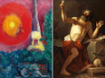 The National Gallery reportedly intends to sell its Marc Chagall painting of the Eiffel Tower, left, to use the funds to buy Jacques-Louis David's Saint Jerome, right.