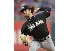 Miami Marlins' Dillon Peters throws a pitch during the first inning of the team's baseball game against the Philadelphia Phillies, Saturday, April 7, 2018, in Philadelphia.