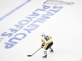 Pittsburgh Penguins centre Sidney Crosby warms up for Game 1 against the Washington Capitals on April 26.