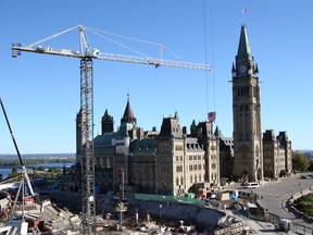 A view of renovations on the West Block of Parliament Hill in Ottawa, Sept. 15, 2016.