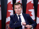 Scott Brison, acting minister of democratic reform, arrives for a press conference on efforts to modernize Canada's federal elections, April 30, 2018.
