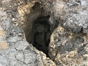 Sudbury police rescued a man from this sinkhole.