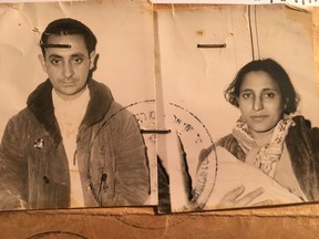 This undated photo made available by David Deri, the director of the documentary series, "The Ancestral Sin," shows photographs of Masud Deri, left, and Masud Deritaken the day they immigrated to Israel in March 1963. The electrifying new series on the problematic integration of Middle Eastern Jews by Israel's European founders in the 1950s has reopened old wounds of an ethnic divide within Judaism. (Courtesy of David Deri  via AP)