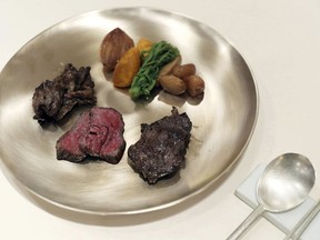 A dish of grilled beef using cattle from a ranch in Season, central South Korea. The item is on the menu for a planned banquet after the April 27 summit between North Korean leader Kim Jong Un and South Korean President Moon Jae-in.