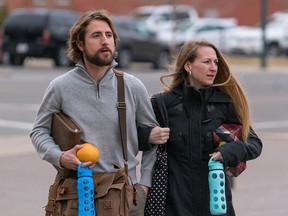 David and Collet Stephan make their way to court on March 15, 2016 in Lethbridge.