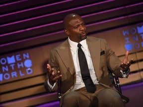 Terry Crews speaks at the Women of the World Summit on April 14,  2018 in New York City.