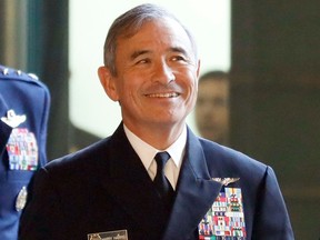 FILE - In this Nov. 16, 2017, file photo, U.S. Pacific Command Commander Adm. Harry Harris arrives at Japanese Prime Minister Shinzo Abe's official residence in Tokyo. Adm. Harry Harris, the commander of U.S. forces in the Pacific, will become the next U.S. ambassador to South Korea instead of Australia, the Australian foreign minister said Wednesday, April 25, 2018.