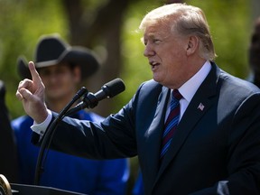President Donald Trump speaks during an event on tax policy in the Rose Garden of the White House in Washington, D.C., on April 12, 2018.
