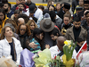 People gather on Yonge Street at a memorial for victims of the van attack, April 24, 2018.