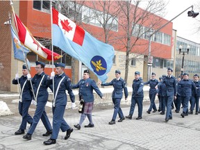 Participants take part in a march for the 101th anniversary of the Battle of Vimy Ridge in Sudbury, Ont. on Sunday April 8, 2018. The parade marched to the Church of the Epiphany where a service was held to commemorate the event. More than 80 students took part in the trip for the 100th anniversary of the First World War battle, which required extensive planning and fundraising, with students and parents making significant financial commitments.