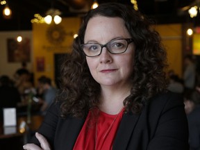 Kara Eastman, one of two Democrats vying to challenge House Republican incumbent Don Bacon in a district centered in Omaha, Neb., poses for a photo Thursday, April 5, 2018, before a event in Omaha. Just 18 months after declaring his opposition to banning assault weapons, Nebraska Democrat Brad Ashford has changed his mind. But make no mistake, Ashford's conversion comes as he's being challenged aggressively by Eastman, an ardent gun-control advocate who's frustration with Congress failure to act is echoing throughout once safe GOP territory and illustrating the fast-emerging belief among Democrats that they cannot win in this supercharged environment without embracing gun control.