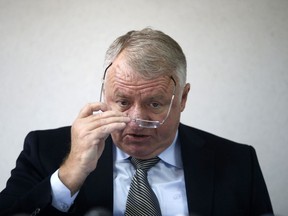 In this March 9, 2016 file photo, Serbian ultranationalist Vojislav Seselj speaks during a news conference in Belgrade, Serbia.  A United Nations court on Wednesday April 11, 2018, has partly overturned the acquittal of Serbian ultranationalist Vojislav Seselj on war crimes and sentenced him to 10 years imprisonment.