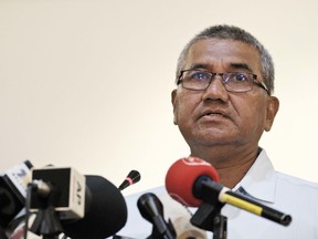 Inspector General of Royal Malaysian Police Mohamad Fuzi Harun speaks on the killing of a Palestinian man in Malaysia during a press conference in Kuala Lumpur, Malaysia, Sunday, April 22, 2018. Malaysian police said that an investigation was underway into the gunning down of the 34-year-old Fadi al-Batsh a day earlier and gave assurances that security was being beefed up in the country following recent high-profile assassinations.