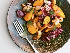 Yellow Beets and Harissa Onions