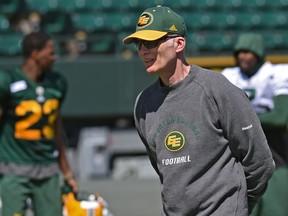 Tom Higgins, shown here in a May 22 photo, is one of the guest coaches at Edmonton Eskimos training camp.