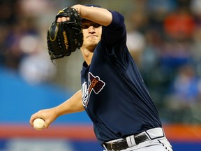 Atlanta Braves starter Mike Soroka pitches against the New York Mets on May 1.