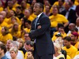 Dwane Casey coaches the Toronto Raptors in Game 4 against the Cleveland Cavaliers on May 7.