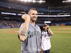 Seattle Mariners pitcher James Paxton celebrates his no-hitter against the Toronto Blue Jays on May 8.