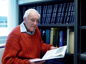 This undated handout photo received on April 30, 2018 from Exit International shows Australia's oldest scientist David Goodall in his hometown Perth.  Goodall, who is now 104 and caused a stir when his university tried to vacate his office aged 102, will fly to Switzerland in early May to end his life, reigniting a national euthanasia debate.