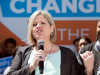 Ontario NDP leader Andrea Horwath speaks to supporters at a campaign event in Toronto on May 8, 2018.