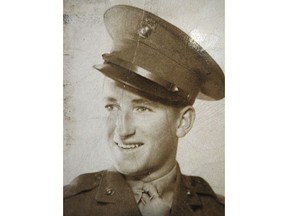 This circa 1940s photo released by the Defense POW/MIA Accounting Agency shows Marine Corps Pfc. Francis E. Drake, born in Framingham, Mass., raised in Springfield, and killed in 1942 during the World World War II Battle of Guadalcanal in the South Pacific. A memorial service for Drake is scheduled for Friday, May 25, 2018, at St. Michael's Cathedral in Springfield, followed by a burial with military honors at the Massachusetts Veterans' Memorial Cemetery in Agawam. (Defense POW/MIA Accounting Agency via AP)