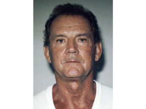 FILE - This 1995 file booking photo taken in West Palm Beach, Fla., and released by the FBI shows Francis P. "Cadillac Frank" Salemme. Opening statements are expected Wednesday, May 9, 2018 in federal court in Boston, in the trial of the ex-mafia boss Salemme and co-defendant Paul Weadick. Prosecutors said Salemme watched his son strangle nightclub owner Steven DiSarro in 1993 while Weadick held DiSarro's legs off the ground. Salemme and Weadick deny participating in DiSarro's killing. (Federal Bureau of Investigation via AP, File)