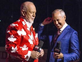 Don Cherry and Ron MacLean in 2017.