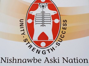 A sign for the Nishnawbe Aski Nation is seen outside the organization's branch office in Timmins, Ont., on Friday, April 20, 2018.