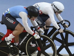 Canada's Lauriane Genest, left, and England's Bate Lauren compete during the Women's Sprint quarterfinals at the Anna Meares Velodrome during the 2018 Commonwealth Games in Brisbane, Australia on April 6, 2018. In its third year, Training Ground is the brainchild of the Canadian Olympic Committee, the Canadian Olympic Foundation, CBC Sports, the national sport institutes and sponsor RBC. Training Ground can also confirm for athletes they're already in a sport that suits them. Lauriane Genest, a 19-year-old from Levis, Que., was an up-and-coming track cyclist when she tested in a qualifier in Milton, Ont., and a regional final in Toronto in 2017. Training Ground then covered the cost of her travel to Europe in December. Genest made the Canadian team and raced in the Commonwealth Games, where she finished fourth in the women's sprint.